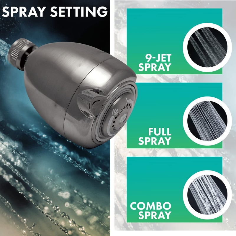 Niagara Conservation High Efficiency 1.5 GPM Earth Spa 3-Spray Showerhead in Brushed Nickel, N2915BN - Image 5